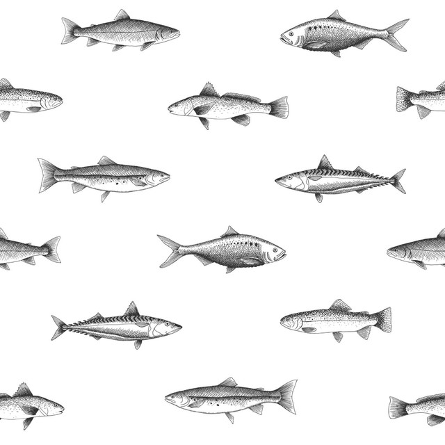 Fiyero Off White Fish Wallpaper by ESTA Home Designer Design Department Covers about 56.4 square feet 20.5-in by 33-ft long roll Unpasted 20.9 - Swanky Fabrics - Fiyero Off White Fish Wallpaper by ESTA Home Designer Design Department Covers about 56.4 square feet 20.5-in by 33-ft long roll Unpasted 20.9 - Swanky Fabrics -