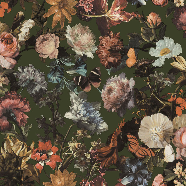 Zarinda Olive Flowers Wallpaper by ESTA Home Designer Design Department Covers about 57.5 square feet 20.9-in by 33-ft long roll Unpasted 20.9 - Swanky Fabrics - Zarinda Olive Flowers Wallpaper by ESTA Home Designer Design Department Covers about 57.5 square feet 20.9-in by 33-ft long roll Unpasted 20.9 - Swanky Fabrics -