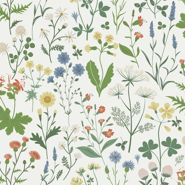 Fiore Green Wildflowers Wallpaper by ESTA Home Designer Design Department Covers about 57.5 square feet 20.9-in by 33-ft long roll Unpasted 20.9 - Swanky Fabrics - Fiore Green Wildflowers Wallpaper by ESTA Home Designer Design Department Covers about 57.5 square feet 20.9-in by 33-ft long roll Unpasted 20.9 - Swanky Fabrics -