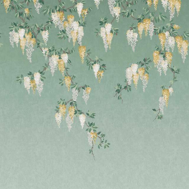 Wisteria Green Wall Mural by Advantage Designer Westbury Forest 19.6-in by 9.8-ft long roll Washable and strippable Unpasted 0 - Swanky Fabrics - Wisteria Green Wall Mural by Advantage Designer Westbury Forest 19.6-in by 9.8-ft long roll Washable and strippable Unpasted 0 - Swanky Fabrics -