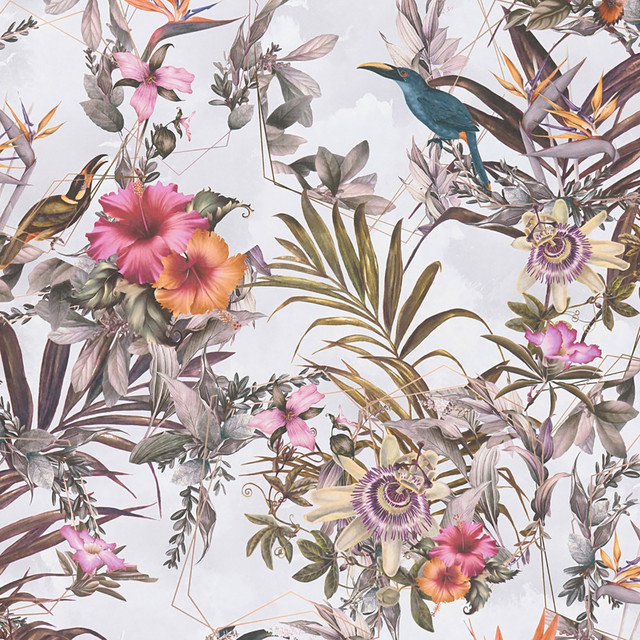Hollis White Tropical Wallpaper by AS Creation Designer AS Creation Covers about 57.5 square feet 20.9-in by 33-ft long roll Unpasted 27.6 - Swanky Fabrics - Hollis White Tropical Wallpaper by AS Creation Designer AS Creation Covers about 57.5 square feet 20.9-in by 33-ft long roll Unpasted 27.6 - Swanky Fabrics -