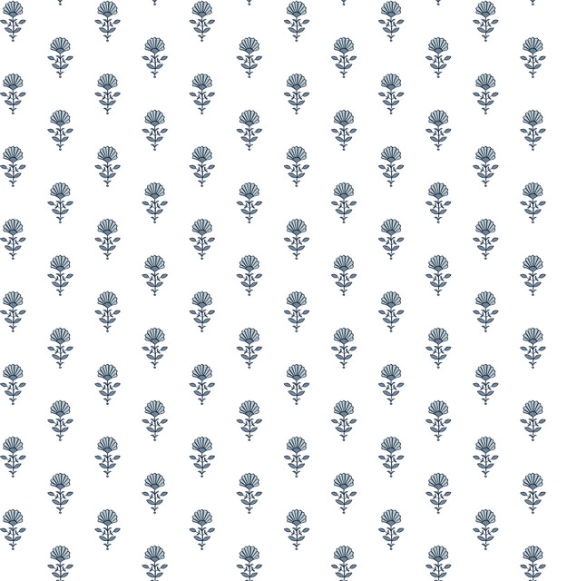 Libby Blue Heather Mini Floral Wallpaper by A-Street Prints Designer Erin Gates Covers about 56.4 square feet 20.5-in by 33-ft long roll Unpasted 21 - Swanky Fabrics -