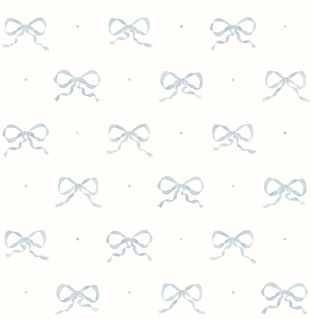 Emma Blue Heather Large Bow Wallpaper by A-Street Prints Designer Erin Gates Covers about 56.4 square feet 20.5-in by 33-ft long roll Unpasted 21 - Swanky Fabrics -