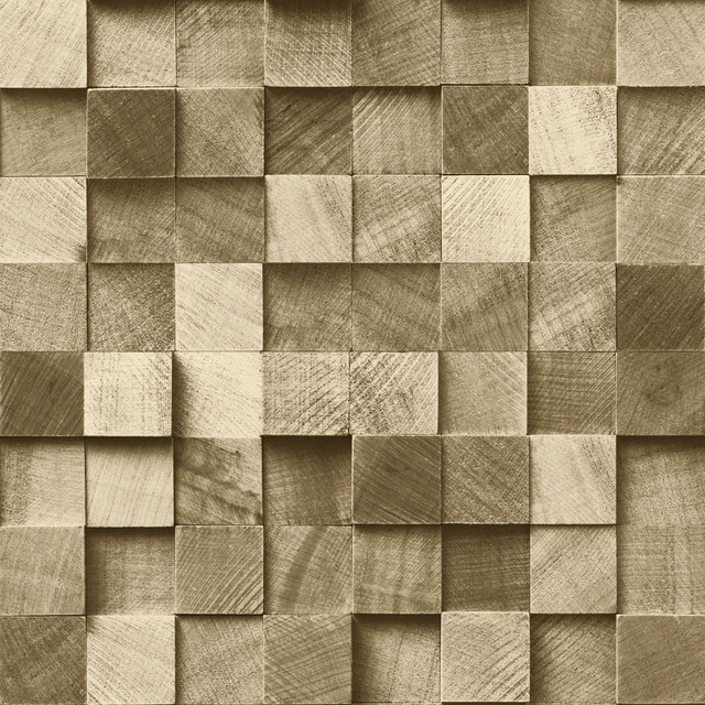 Tevye Gold Wood Geometric Wallpaper by ESTA Home Designer Design Department Covers about 56.4 square feet 20.5-in by 33-ft long roll Unpasted 20.9 - Swanky Fabrics -