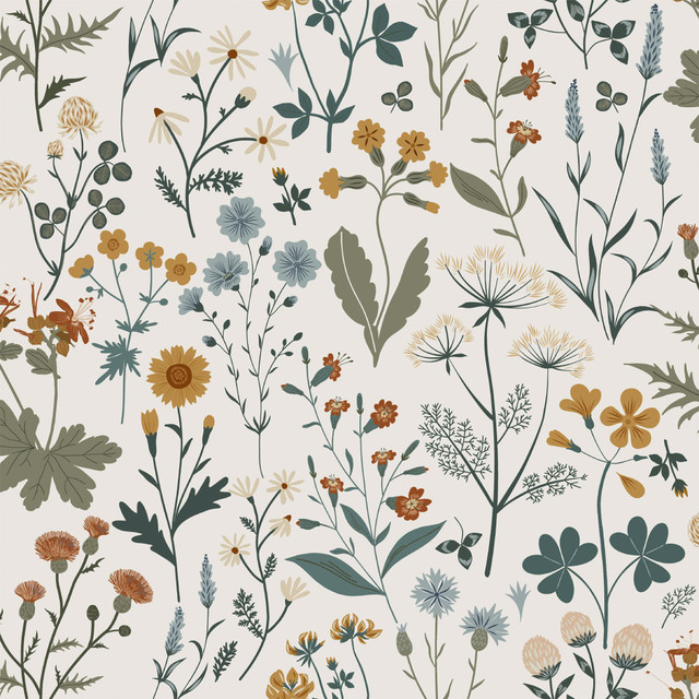 Fiore Blue Wildflowers Wallpaper by ESTA Home Designer Design Department Covers about 57.5 square feet 20.9-in by 33-ft long roll Unpasted 20.9 - Swanky Fabrics - Fiore Blue Wildflowers Wallpaper by ESTA Home Designer Design Department Covers about 57.5 square feet 20.9-in by 33-ft long roll Unpasted 20.9 - Swanky Fabrics -