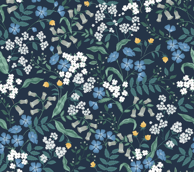 Sweetbrier Navy Peel & Stick Wallpaper by Rifle Paper Co. Designer P&S Rifle Paper 3 Covers about 45 square feet 27-in by 20-ft long roll Peel & Stick 24 - Swanky Fabrics - Sweetbrier Navy Peel & Stick Wallpaper by Rifle Paper Co. Designer P&S Rifle Paper 3 Covers about 45 square feet 27-in by 20-ft long roll Peel & Stick 24 - Swanky Fabrics -