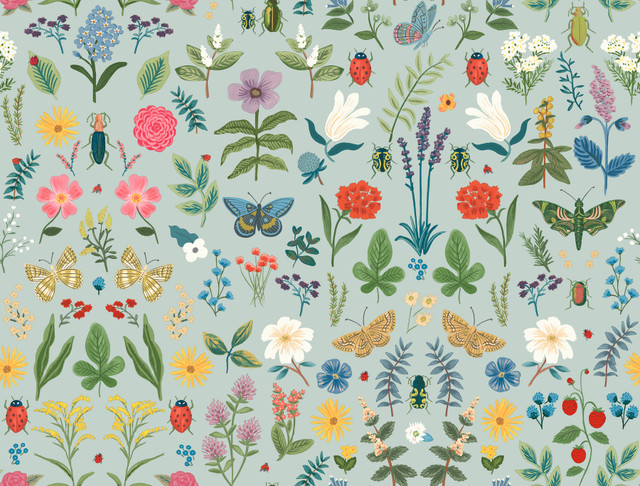 Curio Mint Peel & Stick Wallpaper by Rifle Paper Co. Designer P&S Rifle Paper 3 Covers about 45 square feet 27-in by 20-ft long roll Peel & Stick 20.5 - Swanky Fabrics - Curio Mint Peel & Stick Wallpaper by Rifle Paper Co. Designer P&S Rifle Paper 3 Covers about 45 square feet 27-in by 20-ft long roll Peel & Stick 20.5 - Swanky Fabrics -