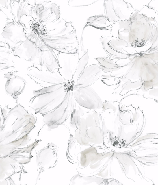 Floral Dreams Grey Peel & Stick Wallpaper by York Wallcoverings Designer Watercolor Botanicals Covers about 34.2 square feet 20.5-in by 20-ft long roll Peel & Stick 20.5 - Swanky Fabrics - Floral Dreams Grey Peel & Stick Wallpaper by York Wallcoverings Designer Watercolor Botanicals Covers about 34.2 square feet 20.5-in by 20-ft long roll Peel & Stick 20.5 - Swanky Fabrics -