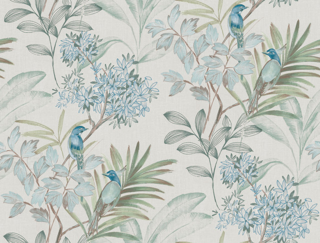 Handpainted Songbird Turquiose Peel & Stick Wallpaper by York Wallcoverings Designer Watercolor Botanicals Covers about 45 square feet 27-in by 20-ft long roll Peel & Stick 20.5 - Swanky Fabrics - Handpainted Songbird Turquiose Peel & Stick Wallpaper by York Wallcoverings Designer Watercolor Botanicals Covers about 45 square feet 27-in by 20-ft long roll Peel & Stick 20.5 - Swanky Fabrics -