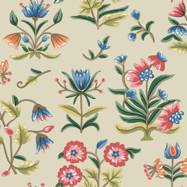Heirloom Floral Taupe & Multi Peel & Stick Wallpaper by Erin & Ben Designer Erin & Ben Co. Covers about 34.2 square feet 20.5-in by 20-ft long roll Peel & Stick 20.5 - Swanky Fabrics - Heirloom Floral Taupe & Multi Peel & Stick Wallpaper by Erin & Ben Designer Erin & Ben Co. Covers about 34.2 square feet 20.5-in by 20-ft long roll Peel & Stick 20.5 - Swanky Fabrics -