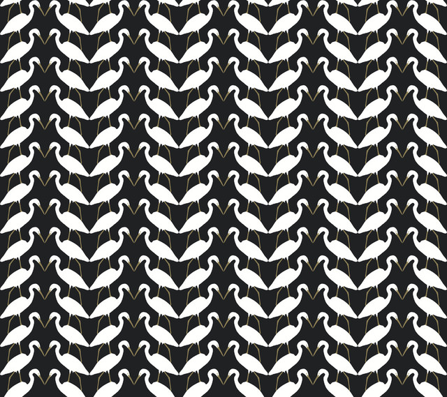 Elegant Birds Black & Gold Metallic Peel & Stick Wallpaper by York Wallcoverings Designer Wildlife Covers about 45 square feet 27-in by 20-ft long roll Peel & Stick 24 - Swanky Fabrics -