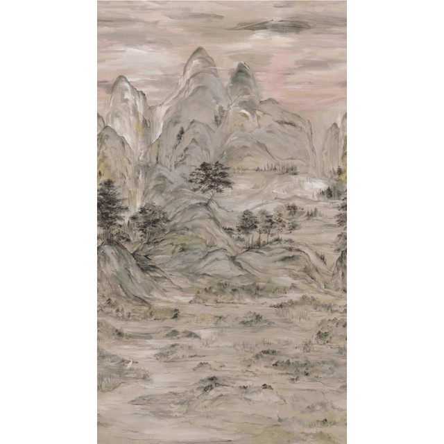 Misty Mountain Taupe Wall Mural by Ronald Redding Designer Tea Garden Covers 3 panels - measures 6-ft 3-in wide by 11-ft 2-in tall when assembled 25.25-in by 11.2-ft long roll Unpasted 0 - Swanky Fabrics - Misty Mountain Taupe Wall Mural by Ronald Redding Designer Tea Garden Covers 3 panels - measures 6-ft 3-in wide by 11-ft 2-in tall when assembled 25.25-in by 11.2-ft long roll Unpasted 0 - Swanky Fabrics -
