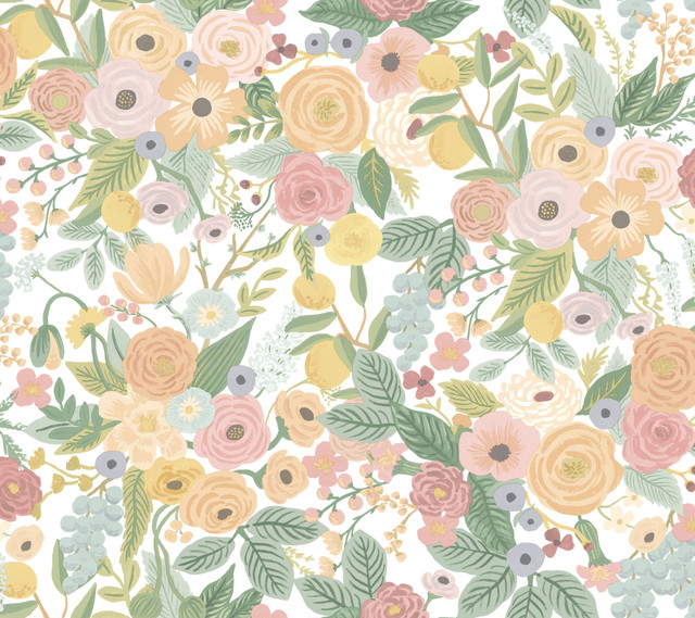 Garden Party Pastel Peel & Stick Wallpaper by Rifle Paper Co. Designer Rifle Paper Co. Premium Peel & Stick Covers about 45 square feet 27-in by 20-ft long roll Peel & Stick 24 - Swanky Fabrics - Garden Party Pastel Peel & Stick Wallpaper by Rifle Paper Co. Designer Rifle Paper Co. Premium Peel & Stick Covers about 45 square feet 27-in by 20-ft long roll Peel & Stick 24 - Swanky Fabrics -