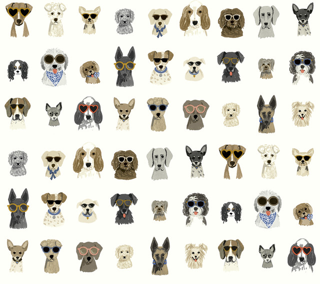 Dog Days Multi White Peel & Stick Wallpaper by Rifle Paper Co. Designer P&S Rifle Paper 2 Covers about 45 square feet 27-in by 20-ft long roll Peel & Stick 24 - Swanky Fabrics - Dog Days Multi White Peel & Stick Wallpaper by Rifle Paper Co. Designer P&S Rifle Paper 2 Covers about 45 square feet 27-in by 20-ft long roll Peel & Stick 24 - Swanky Fabrics -