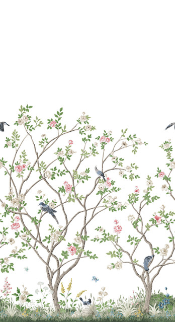 Lingering Garden White Wall Mural by Ronald Redding Designer Classics Covers 2 panels - measures 5.5-ft wide by 10.2-ft tall when assembled 33.25-in by 10.2-ft long roll Unpasted 0 - Swanky Fabrics - Lingering Garden White Wall Mural by Ronald Redding Designer Classics Covers 2 panels - measures 5.5-ft wide by 10.2-ft tall when assembled 33.25-in by 10.2-ft long roll Unpasted 0 - Swanky Fabrics -