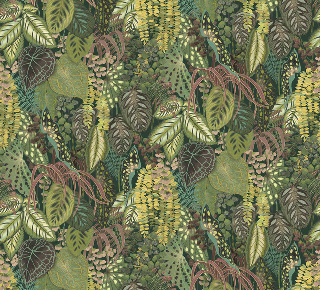 Greenery Jade Wall Mural by York Wallcoverings Designer Greenhouse Covers 5 panels - measures 11.25-ft wide by 10.2-ft tall when assembled 27-in by 10.2-ft long roll Unpasted 0 - Swanky Fabrics -