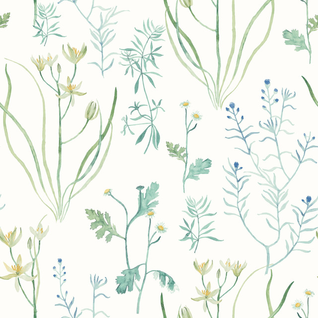 Alpine Botanical Blue Peel & Stick Wallpaper by York Wallcoverings Designer Watercolor Botanicals Covers about 34.2 square feet 20.5-in by 20-ft long roll Peel & Stick 20.5 - Swanky Fabrics - Alpine Botanical Blue Peel & Stick Wallpaper by York Wallcoverings Designer Watercolor Botanicals Covers about 34.2 square feet 20.5-in by 20-ft long roll Peel & Stick 20.5 - Swanky Fabrics -