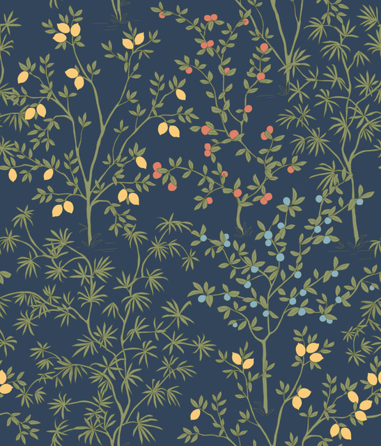 Lemon Grove Navy Peel & Stick Wallpaper by Erin & Ben Designer Erin & Ben Co. Covers about 34.2 square feet 20.5-in by 20-ft long roll Peel & Stick 24 - Swanky Fabrics - Lemon Grove Navy Peel & Stick Wallpaper by Erin & Ben Designer Erin & Ben Co. Covers about 34.2 square feet 20.5-in by 20-ft long roll Peel & Stick 24 - Swanky Fabrics -
