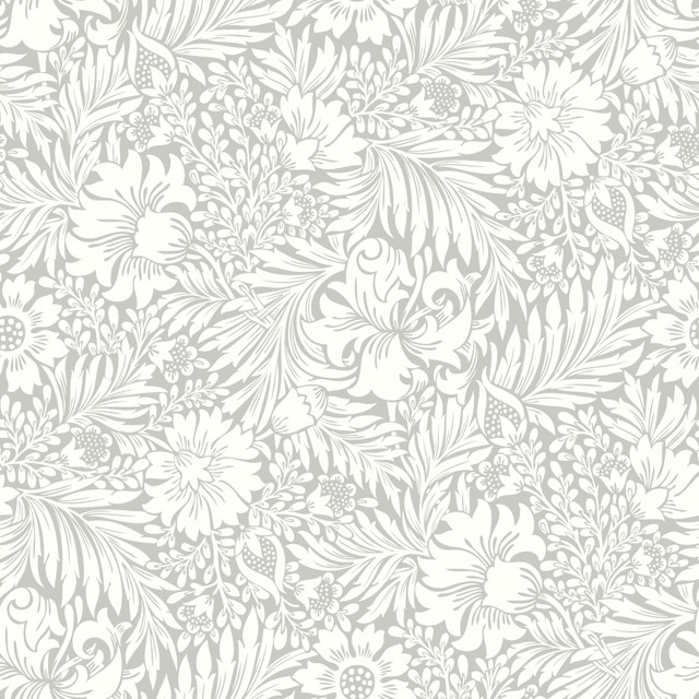 Modern Acanthus Mist Peel & Stick Wallpaper by Erin & Ben Designer Erin & Ben Co. Covers about 34.2 square feet 20.5-in by 20-ft long roll Peel & Stick 20.5 - Swanky Fabrics -