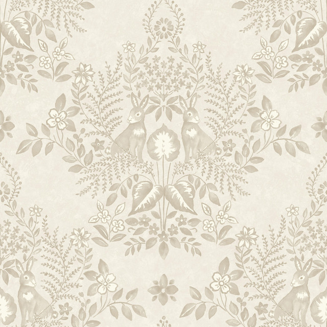 Cottontail Toile Wicker Peel & Stick Wallpaper by Erin & Ben Designer Erin & Ben Co. Covers about 34.2 square feet 20.5-in by 20-ft long roll Peel & Stick 20.5 - Swanky Fabrics -