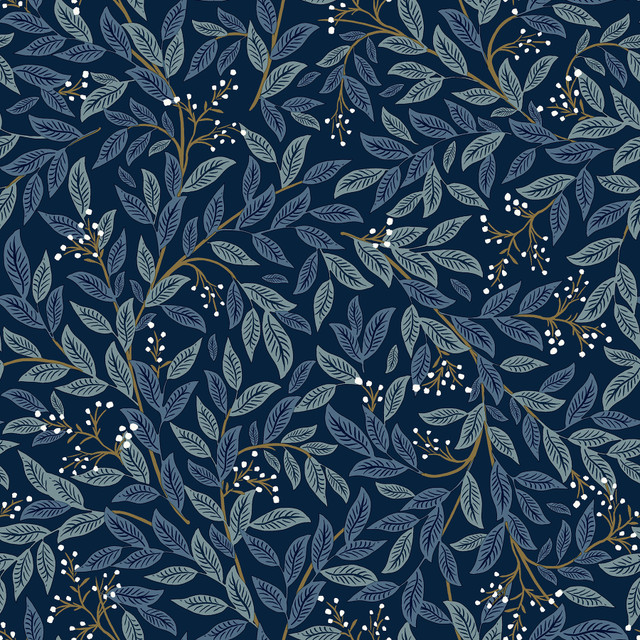 Willowberry Navy Peel & Stick Wallpaper by Rifle Paper Co. Designer P&S Rifle Paper 2 Covers about 34.2 square feet 20.5-in by 20-ft long roll Peel & Stick 20.5 - Swanky Fabrics - Willowberry Navy Peel & Stick Wallpaper by Rifle Paper Co. Designer P&S Rifle Paper 2 Covers about 34.2 square feet 20.5-in by 20-ft long roll Peel & Stick 20.5 - Swanky Fabrics -