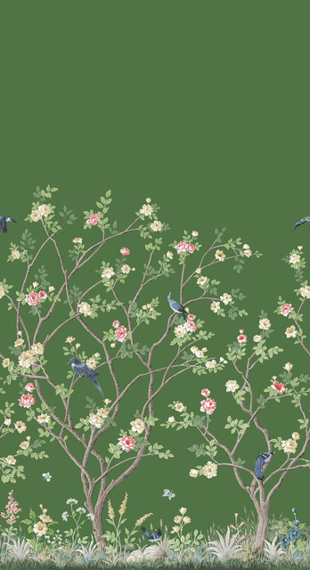 Lingering Garden Green Wall Mural by Ronald Redding Designer Classics Covers 2 panels - measures 5.5-ft wide by 10.2-ft tall when assembled 33.25-in by 10.2-ft long roll Unpasted 0 - Swanky Fabrics - Lingering Garden Green Wall Mural by Ronald Redding Designer Classics Covers 2 panels - measures 5.5-ft wide by 10.2-ft tall when assembled 33.25-in by 10.2-ft long roll Unpasted 0 - Swanky Fabrics -