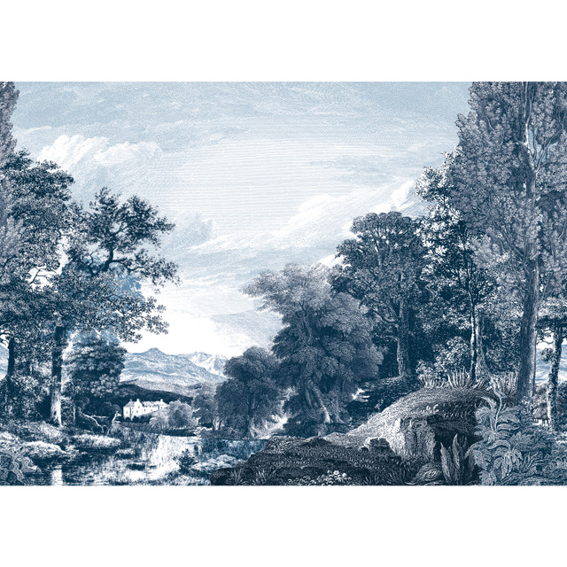 Provincial Scenic Navy Wall Mural by York Wallcoverings Designer Mural Resource Library Covers 6 panels - measures 12-ft 6-in wide by 9-ft tall when assembled 25.25-in by 9-ft long roll Unpasted 0 - Swanky Fabrics - Provincial Scenic Navy Wall Mural by York Wallcoverings Designer Mural Resource Library Covers 6 panels - measures 12-ft 6-in wide by 9-ft tall when assembled 25.25-in by 9-ft long roll Unpasted 0 - Swanky Fabrics -