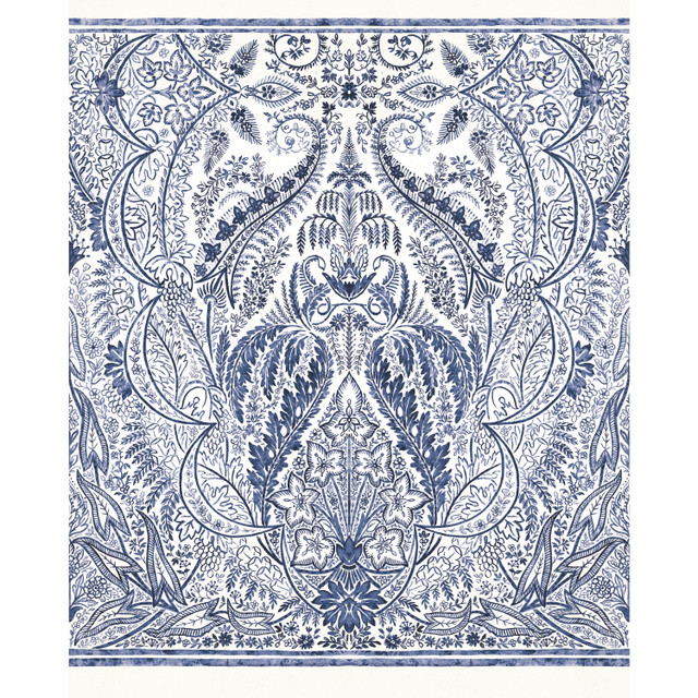 Jaipur Paisley Damas Blue Wall Mural by York Wallcoverings Designer Damask Resource Library Covers 4 panels - measures 9-ft wide by 11.2-ft tall when assembled 27-in by 11.2-ft long roll Prepasted 0 - Swanky Fabrics - Jaipur Paisley Damas Blue Wall Mural by York Wallcoverings Designer Damask Resource Library Covers 4 panels - measures 9-ft wide by 11.2-ft tall when assembled 27-in by 11.2-ft long roll Prepasted 0 - Swanky Fabrics -