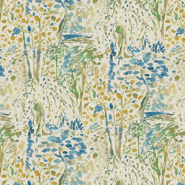 Alchemy Summer Rain by PK Lifestyles Designer Fabric - 95% polyester, 5% linen, acrylic backed India 51000 Horizontal: 13.5 and Vertical: 25.25 54 - Swanky Fabrics -