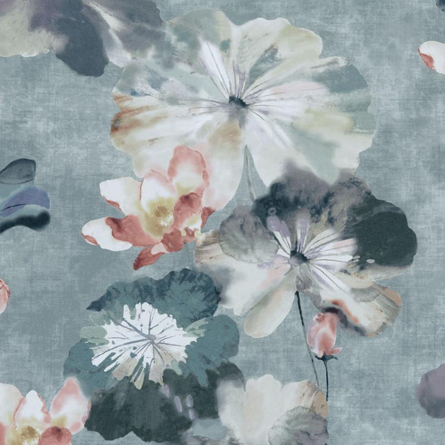 Water Lilies (Wp) # 02 Mineral by 1838 Wallcoverings Designer Wallpaper WILLOW HALF DROP PASTE THE WALL UNITED KINGDOM V-33" 20.5"X11YD - Swanky Fabrics - Water Lilies (Wp) # 02 Mineral by 1838 Wallcoverings Designer Wallpaper WILLOW HALF DROP PASTE THE WALL UNITED KINGDOM V-33" 20.5"X11YD - Swanky Fabrics -