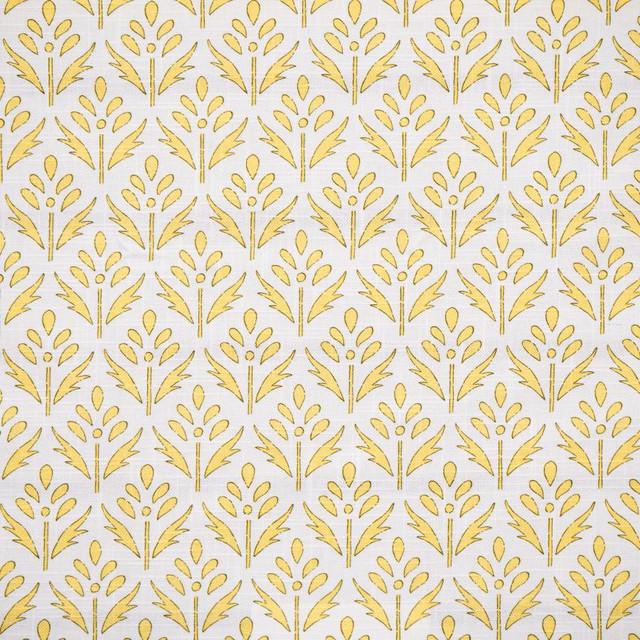 Floraison # 619 Lemon by Maxwell Designer Fabric Color Theory-Vol.Viii Tigerseye 100% COTTON SPAIN V-3.5" H-2.3" 55" - Swanky Fabrics -