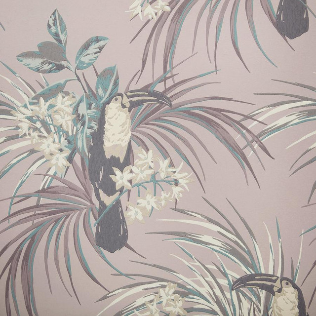 Le Toucan (Wp) # 02 Rose by 1838 Wallcoverings Designer Wallpaper Elodie STRAIGHT PASTE THE WALL UNITED KINGDOM V-25.5" 20.5"X11YD - Swanky Fabrics -