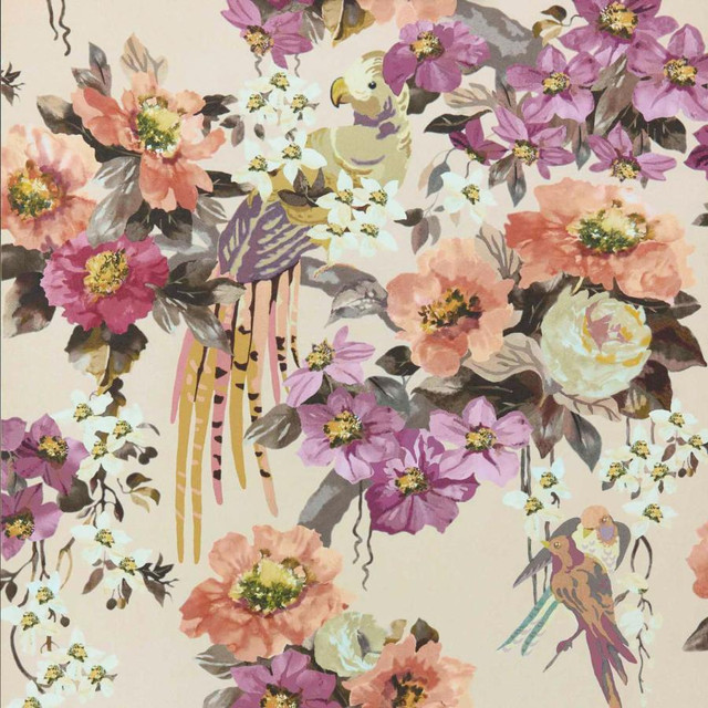 Floral Serenade (Wp) # 01 Apricot by 1838 Wallcoverings Designer Wallpaper V&A DECORATIVE PAPERS II HALF DROP PASTE THE WALL UNITED KINGDOM V-21" 20.5"X11YD - Swanky Fabrics - Floral Serenade (Wp) # 01 Apricot by 1838 Wallcoverings Designer Wallpaper V&A DECORATIVE PAPERS II HALF DROP PASTE THE WALL UNITED KINGDOM V-21" 20.5"X11YD - Swanky Fabrics -