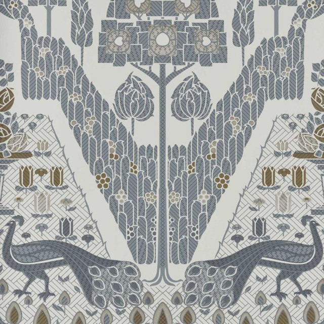 Peacock Topiary (Wp) # 01 Monochrome by 1838 Wallcoverings Designer Wallpaper V&A DECORATIVE PAPERS STRAIGHT PASTE THE WALL UNITED KINGDOM V-25" 20.5"X11YD - Swanky Fabrics - Peacock Topiary (Wp) # 01 Monochrome by 1838 Wallcoverings Designer Wallpaper V&A DECORATIVE PAPERS STRAIGHT PASTE THE WALL UNITED KINGDOM V-25" 20.5"X11YD - Swanky Fabrics -
