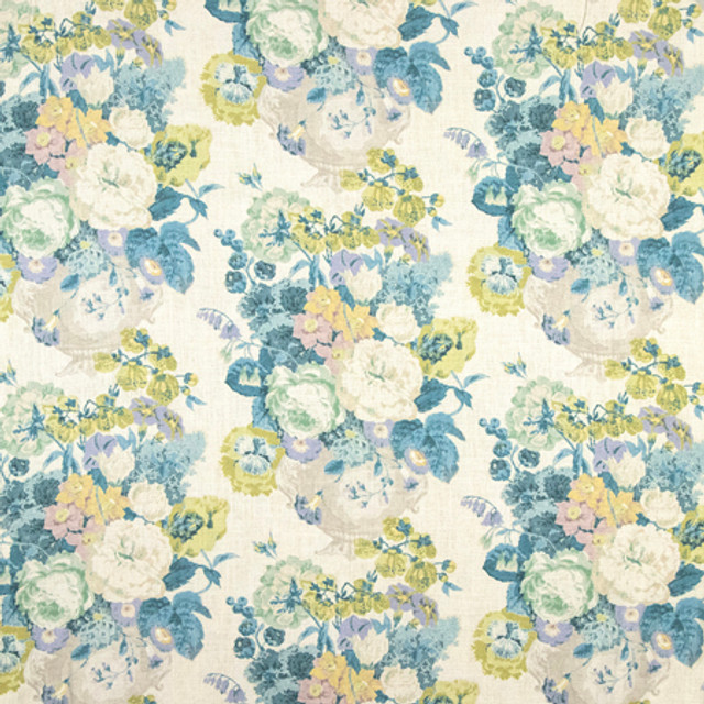 Brilliant Blooms Blue Topaz by Carole Designer Fabric Making Waves 55% Linen, 45% Viscose 36,000 Wyzenbeek Double Rubs 19 3/4" V, 13 1/2" H HD 54" - Swanky Fabrics - Brilliant Blooms Blue Topaz by Carole Designer Fabric Making Waves 55% Linen, 45% Viscose 36,000 Wyzenbeek Double Rubs 19 3/4" V, 13 1/2" H HD 54" - Swanky Fabrics -