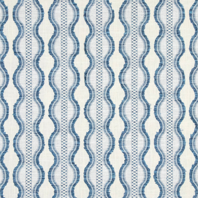 Level Up Denim by Carole Designer Fabric Making Waves 60% Cotton, 40% Polyester 14,000 Martindale Circular Rubs 3 1/4" V, 3 1/2" H 55" - Swanky Fabrics -