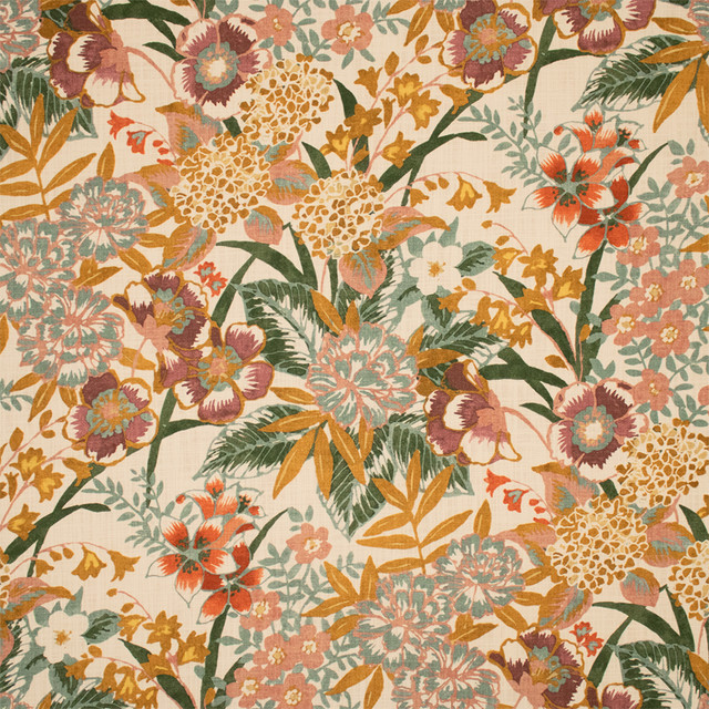 S7194 Dahlia by Greenhouse Designer Fabric - 100% Cotton India DRAPERY 27.56" H, 27.56" V 54" - Swanky Fabrics -