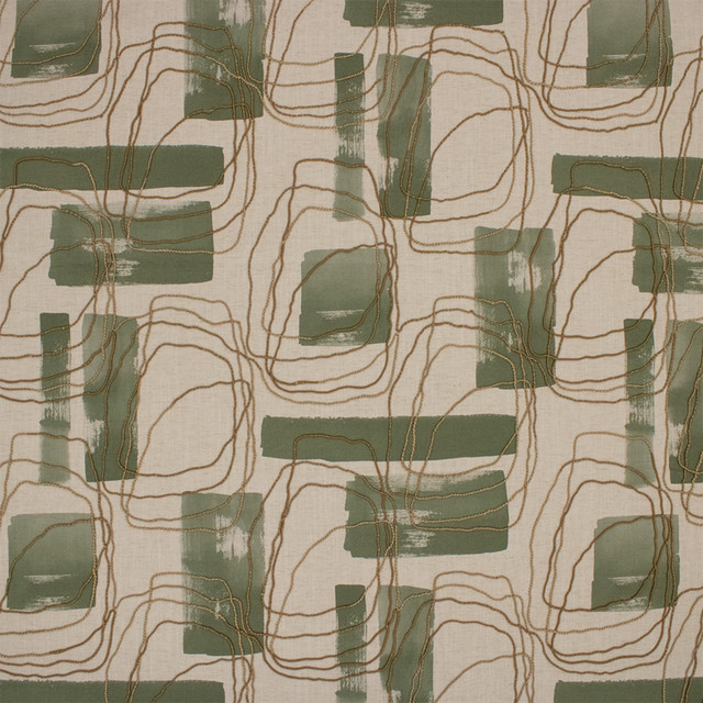 S7303 Juniper by Greenhouse Designer Fabric - 50% Cotton, 35% Rayon, 15% Linen (Embroidery: 68% Jute, 32% Cotton) India 9000 27" H, 24.25" V 54" - Swanky Fabrics -