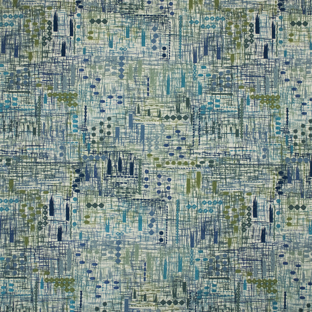 S7314 Azure by Greenhouse Designer Fabric - 100% Cotton (Embroidery: 80% Polyester, 20% Rayon) India 9000 16.75" H, 15.25" V 52" - Swanky Fabrics -