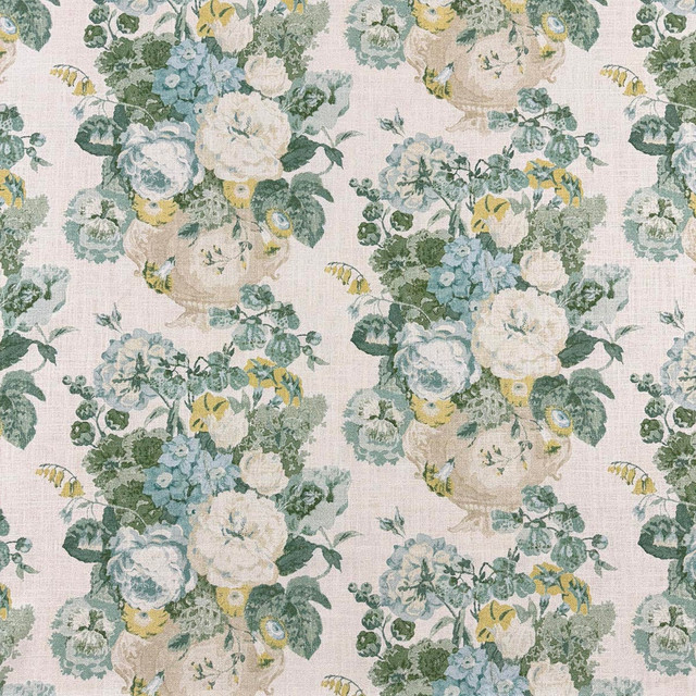 Posey Bluegreen by Magnolia Designer Fabric - 55% Linen, 45% Viscose Spain 13500 MARTINDALE Horizontal: 13.5 and Vertical: 20.25 54 - Swanky Fabrics -