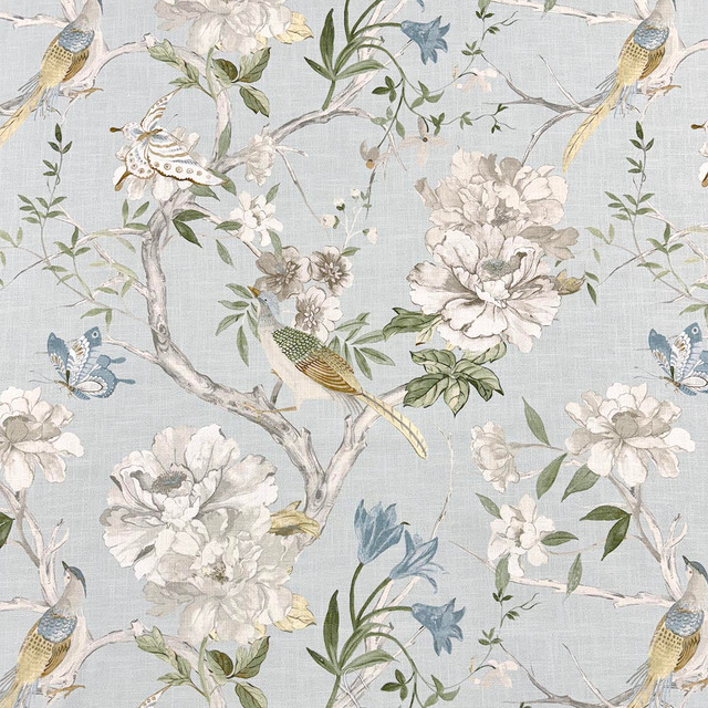 Nelle Skyblue by Magnolia Designer Fabric - 100% Cotton India 18000 Horizontal: 27 and Vertical: 26.75 55.5 - Swanky Fabrics -