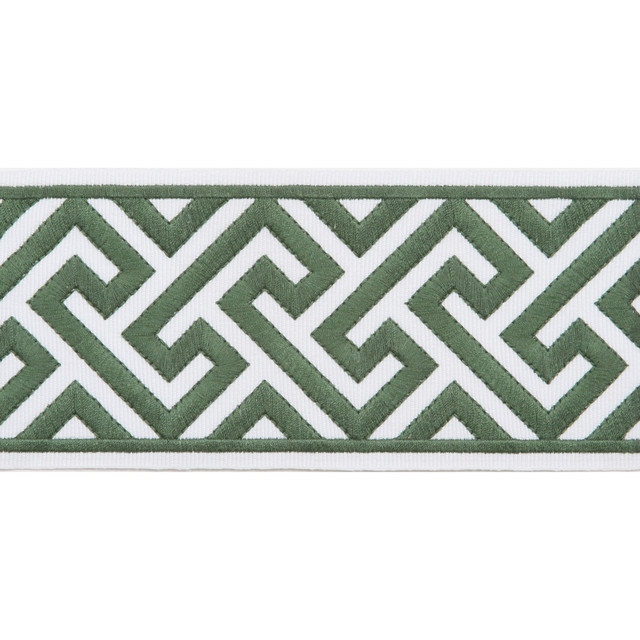 Melrose Emb Tape Emerald by Magnolia Designer Trim - 51% Fibranne, 49% Polyester China Horizontal: and Vertical: 3.5 - Swanky Fabrics -