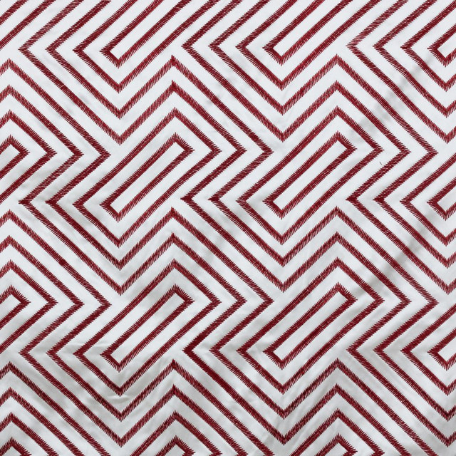 Kabuki Fret Coral by RM CoCo Designer Fabric 2018 Spring - Prive Collection 60% Cotton 40% Polyester Embroidery: 100% Viscose See Sample 0 Horizontal: 8.125 and Vertical: 7.75 54 - Swanky Fabrics -