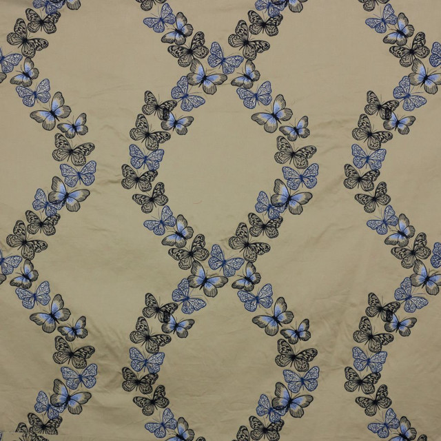 Flight of Fancy Lapis by RM CoCo Designer Fabric 2018 Spring - Luxe Collection 69% Cotton 17% Viscose 10% Polyester 4% Metallic See Sample 0 Horizontal: 16.5 and Vertical: 15 54 - Swanky Fabrics -