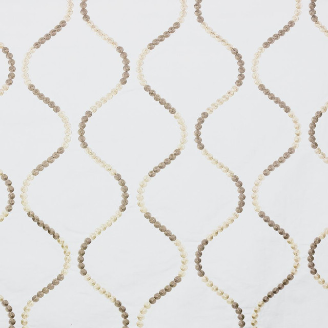 Button Trellis Sandstone by RM CoCo Designer Fabric 2018 Spring - Prive Collection 100% Cotton Embroidery 100% Viscose Base See Sample 0 Horizontal: 10.25 and Vertical: 11.375 54 - Swanky Fabrics -