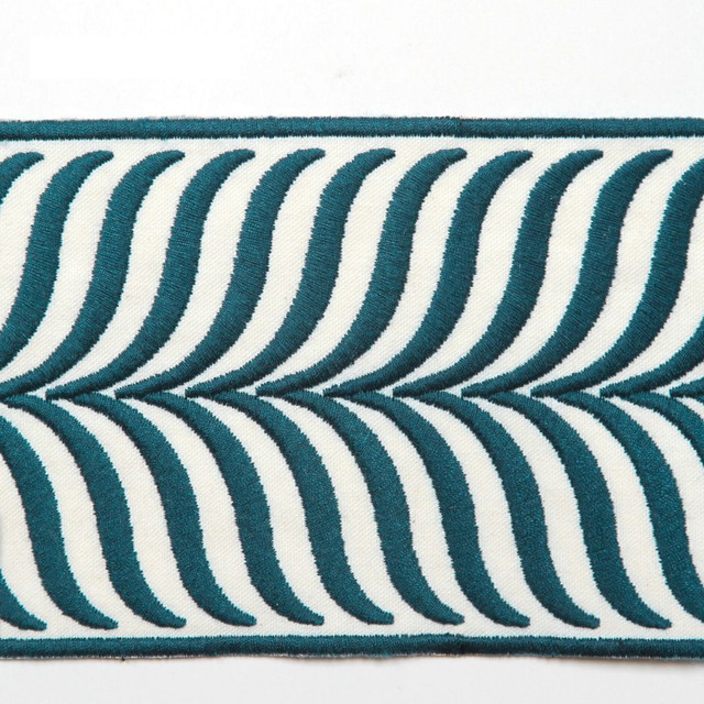 BD109 BORDER 3.375" Indigo by RM CoCo Designer Trim Creative Threads 100% Polyester See Sample 0 Horizontal: 0.625 and Vertical: 0 3.375 - Swanky Fabrics -