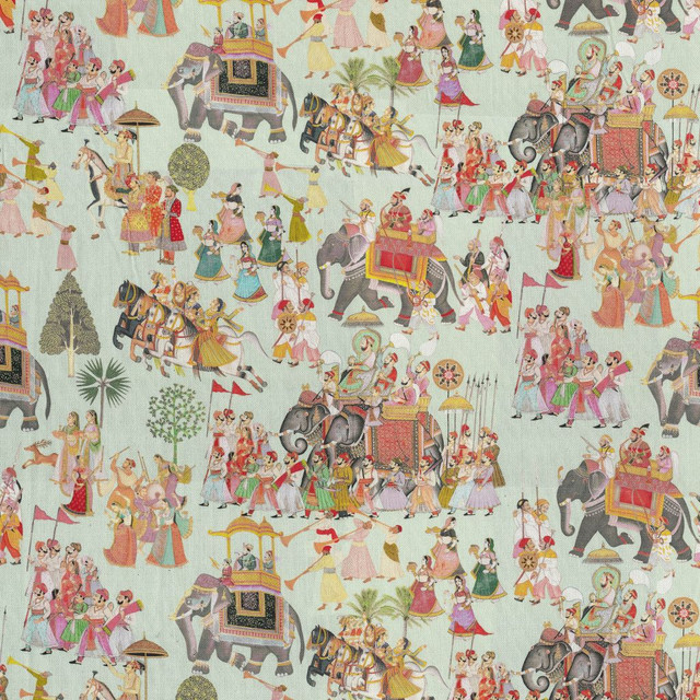 Festival Day Aquamarine by RM CoCo Designer Fabric Gemstones II Jade to Emerald 62% Spun Viscose 24% Cotton 14% Linen See Sample 0 Horizontal: 28.47 and Vertical: 21.26 59 - Swanky Fabrics -