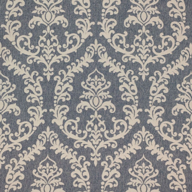 Grove Park Damask Faded Denim by RM CoCo Designer Fabric Inspired Living Vol 16 100% Polyester See Sample 0 Horizontal: 13.75 and Vertical: 25 55.118 - Swanky Fabrics -