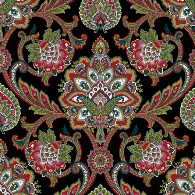 Blickling Garden Damask Black Jewel by RM CoCo Designer Fabric ColorWorks Fall 2021 RM Studio See Sample 0 Horizontal: 27 and Vertical: 27 0 - Swanky Fabrics -