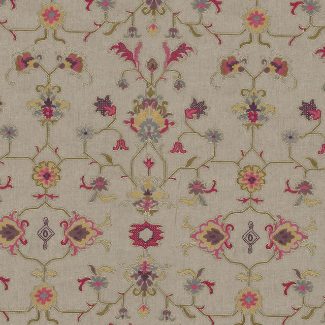 Amaya Raspberry by RM CoCo Designer Fabric Gemstones II Pink Morganite to Amethyst 65% Linen 24% Viscose 6% Spun Polyester 5% Cotton See Sample 0 Horizontal: 16.54 and Vertical: 23.03 58 - Swanky Fabrics -